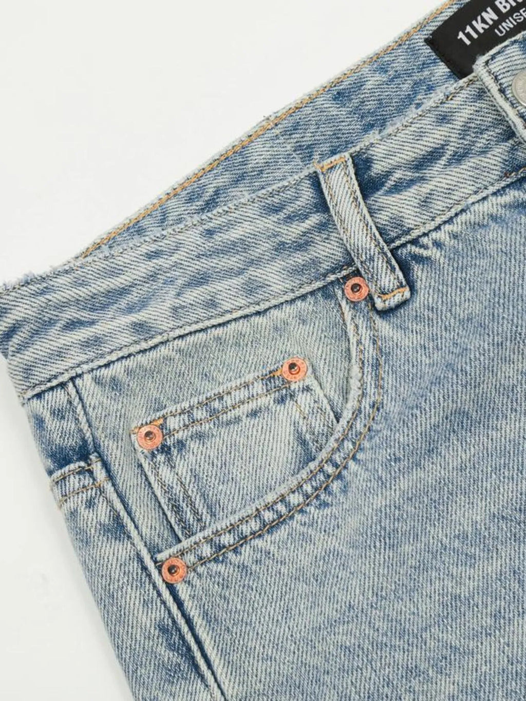 Men's Wash High-Rise Wide Leg Jeans