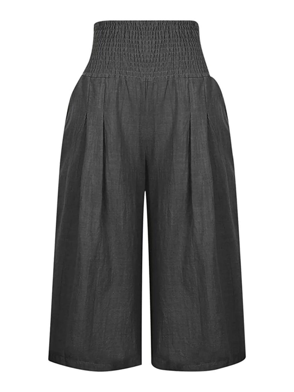 Smocked Wide-Leg Capri Pants