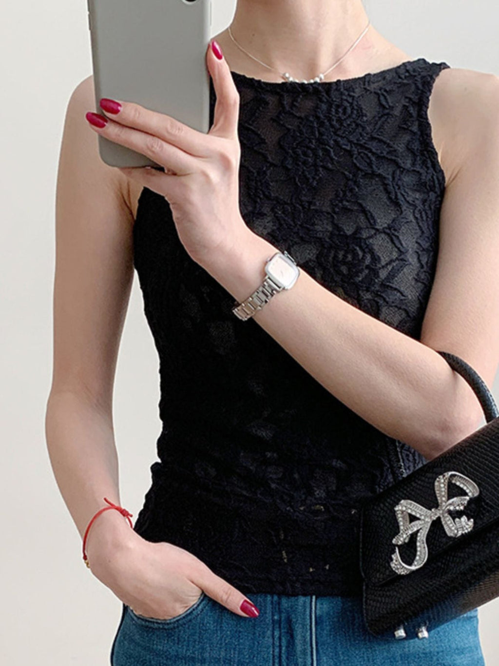 Lace Round Neck Tank