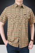 Men's Plus Size Casual Plaid Short Sleeve Shirt