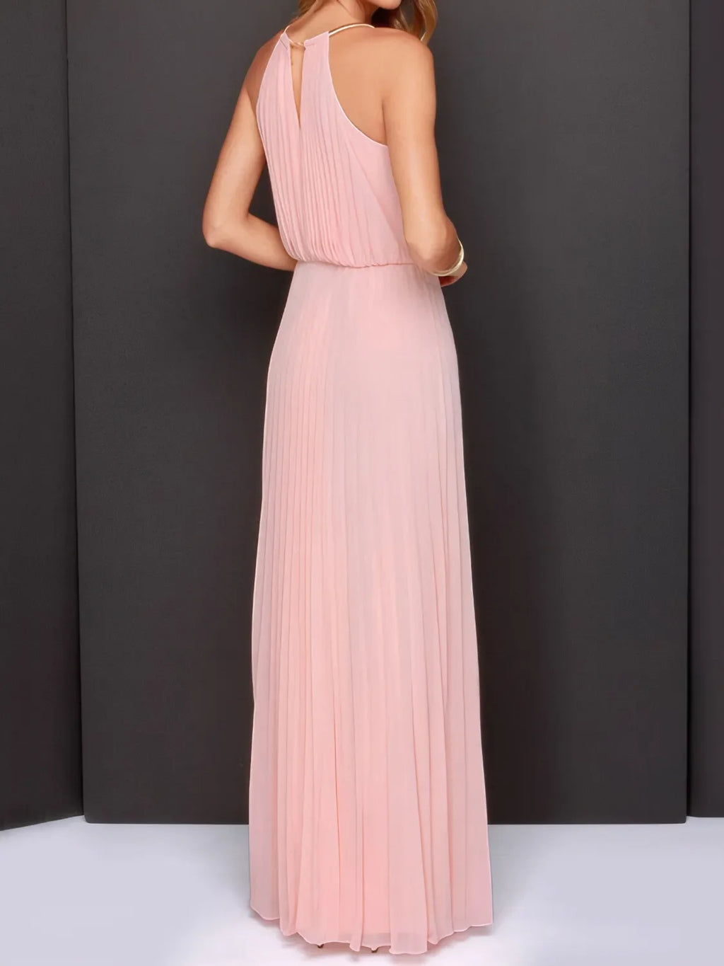 Pleated Sleeveless Maxi Cami Dress