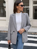 Houndstooth Patterned Double-Breasted Blazer