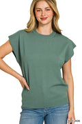 Zenana Viscose Round-neck Short Sleeve Sweater