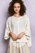 POL Short Sleeve Hoodie Top with Lace Detail