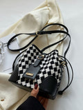 Checkerboard Pattern Bucket Crossbody Bag