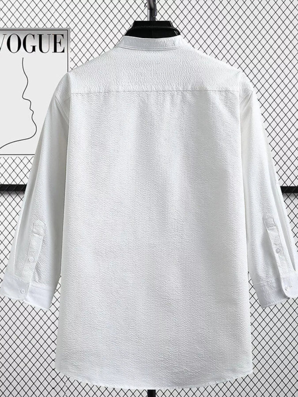 Men's Plus Size Casual Button Up Three-Quarter Sleeve Shirt