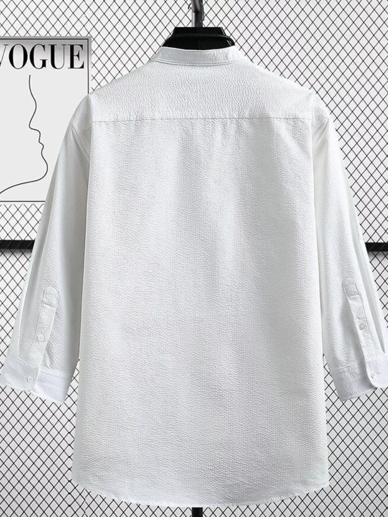 Men's Plus Size Casual Button Up Three-Quarter Sleeve Shirt