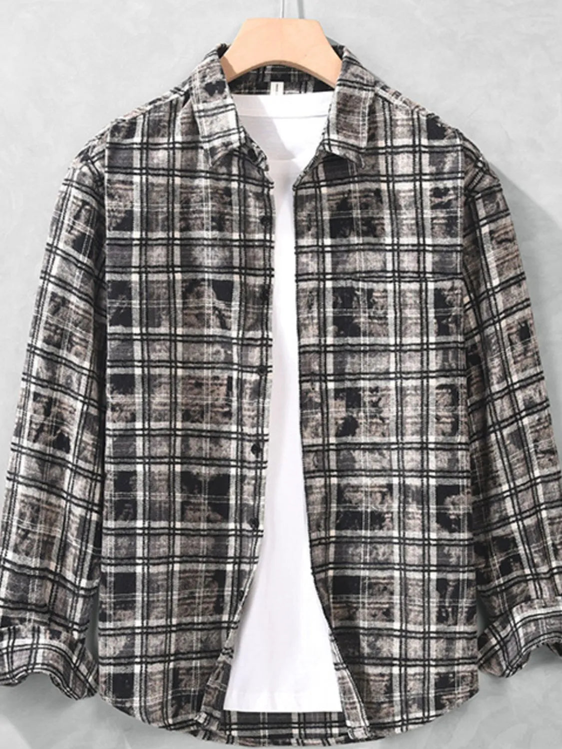 Men's Plus Size Plaid Button Up Long Sleeve Shirt