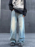 Men's Full Size Wash Wide Leg Jeans Plus Size
