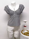 Plaid Short Sleeve Blouse