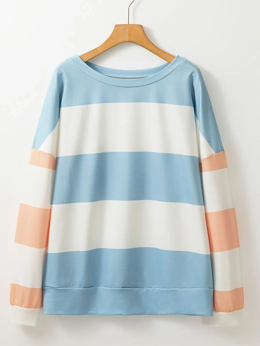 Color Block Drop Shoulder Long Sleeve Top