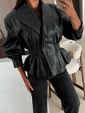 Peplum Waist Leather Jacket