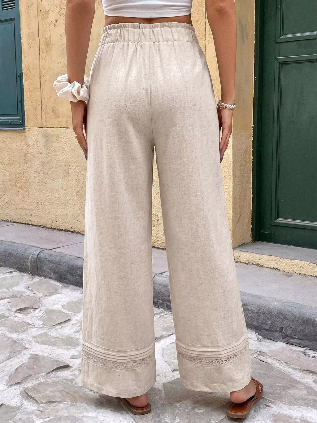 Casual Drawstring Wide Leg Pants