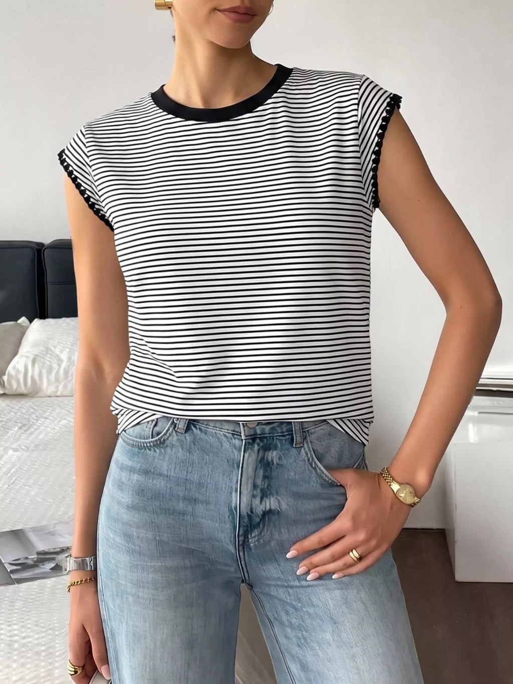 Classic Striped Crew Neck T-Shirt