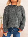 Contrast Trim Round Neck Cozy Sweater