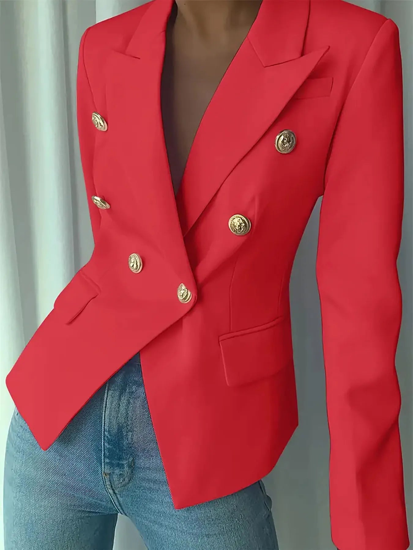 Decor Button Lapel Collar Blazer