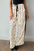 Leopard Print Side Stripe Detail Loose Drawstring Pants