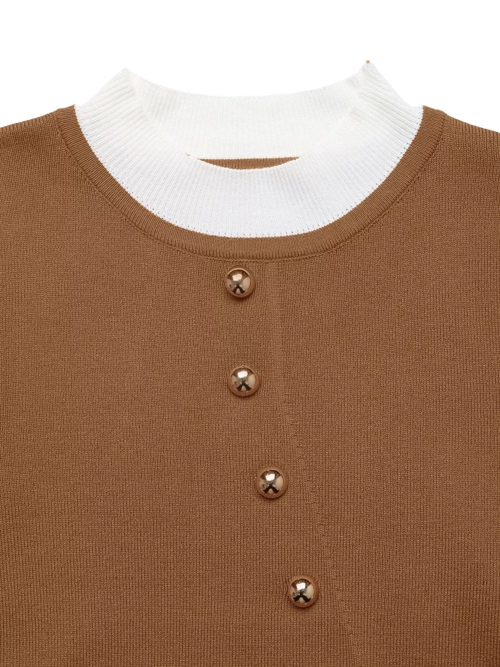 Decor Button Contrast Hem Knit Top