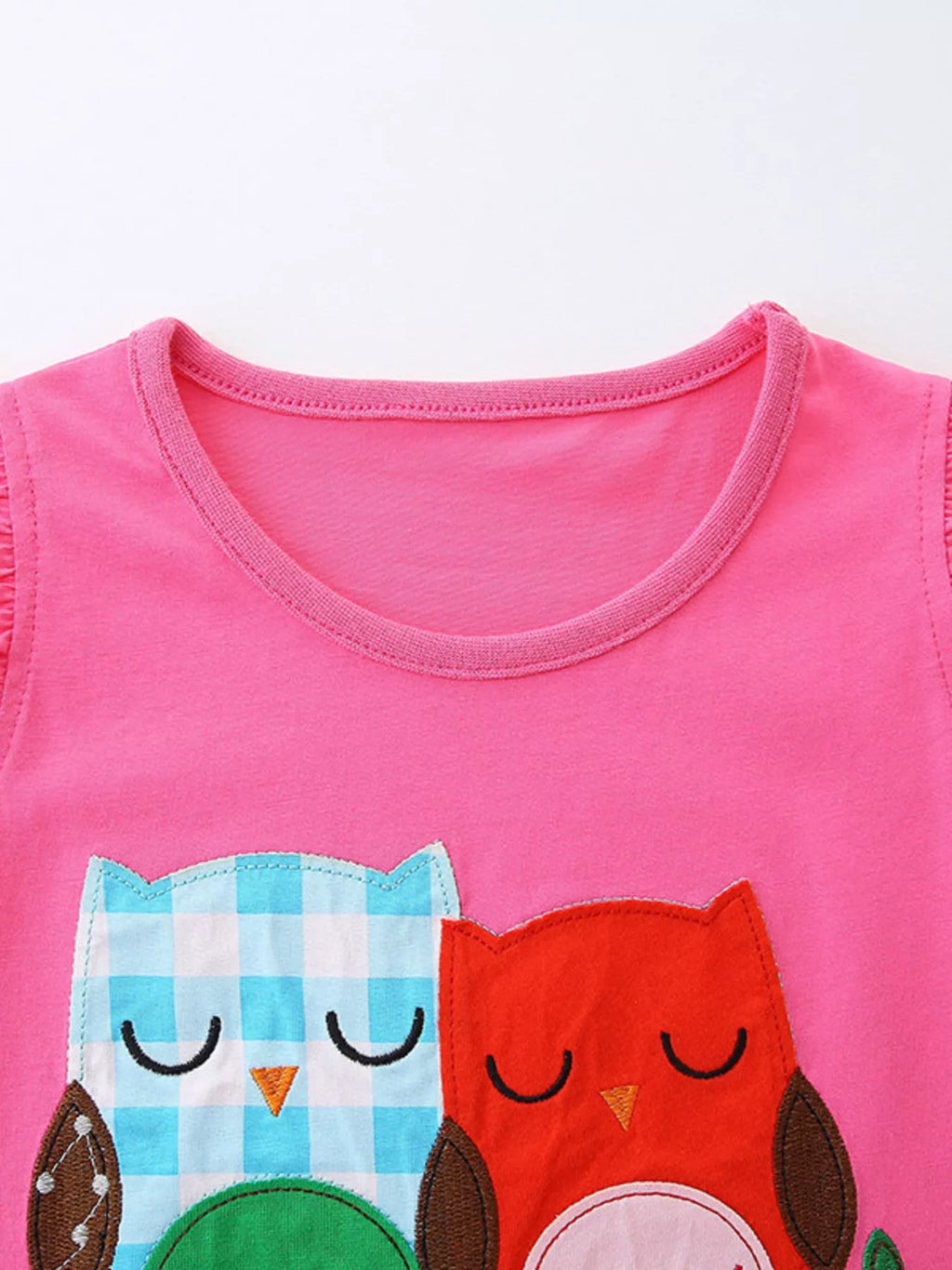 Children's Owl Graphic Top and Plaid Shorts Set
