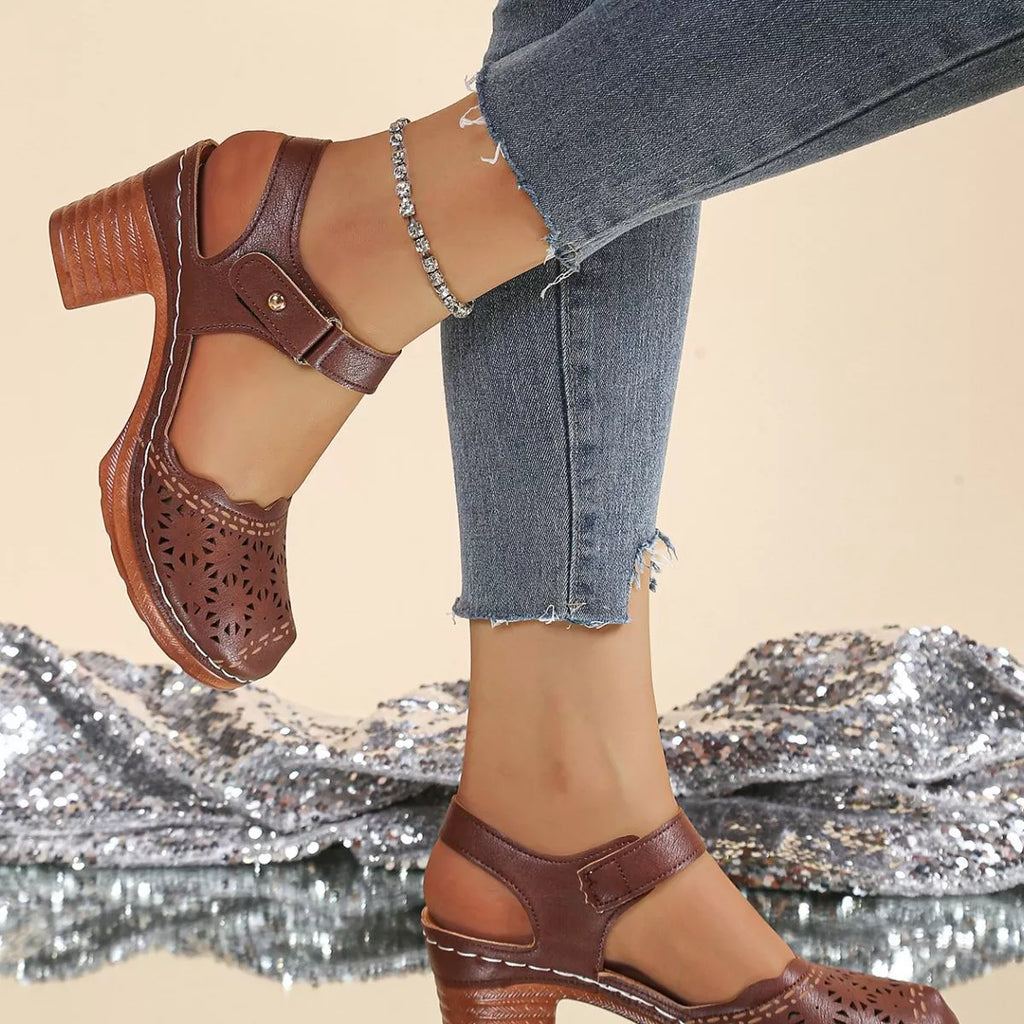 Round Toe Block Heels Sandals
