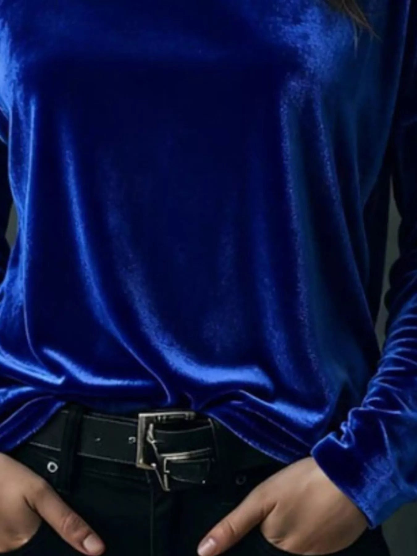 Full Size Velvet Long Sleeve T-Shirt Plus Size