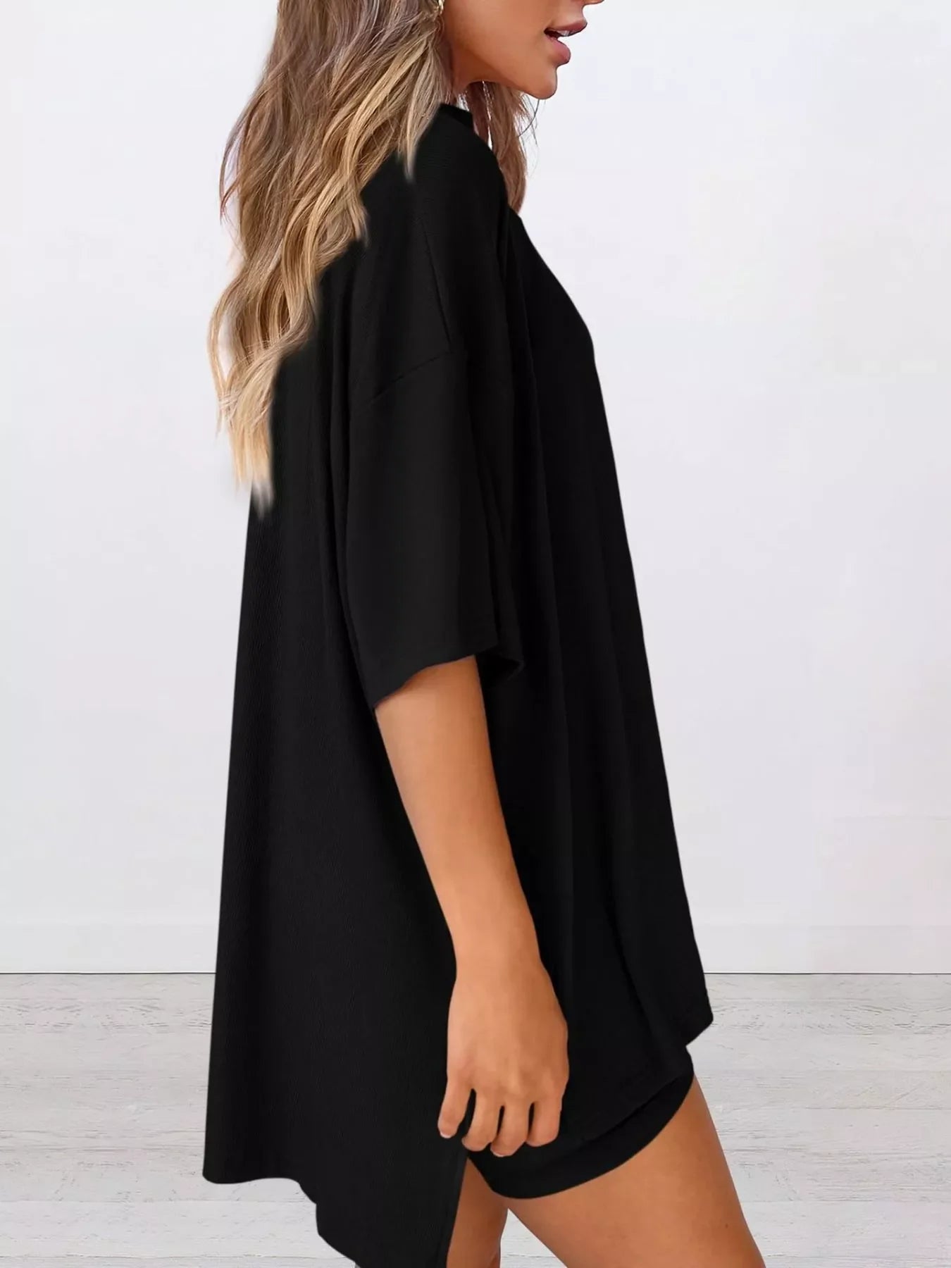 Full Size Half Sleeve T-Shirt and Shorts Set Plus Size