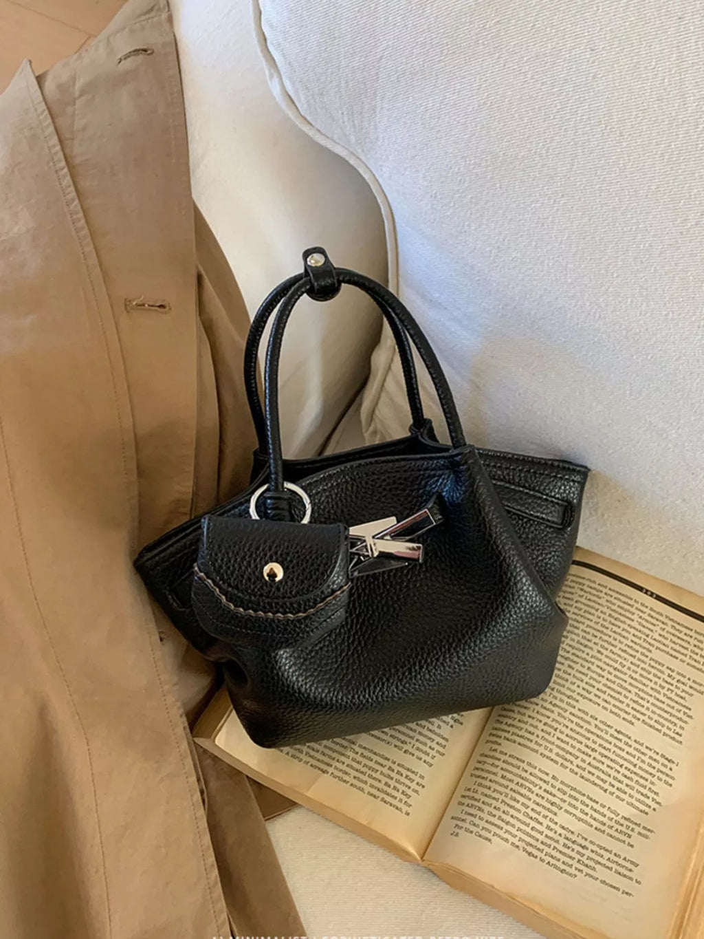 Top Handle Leather Crossbody Bag
