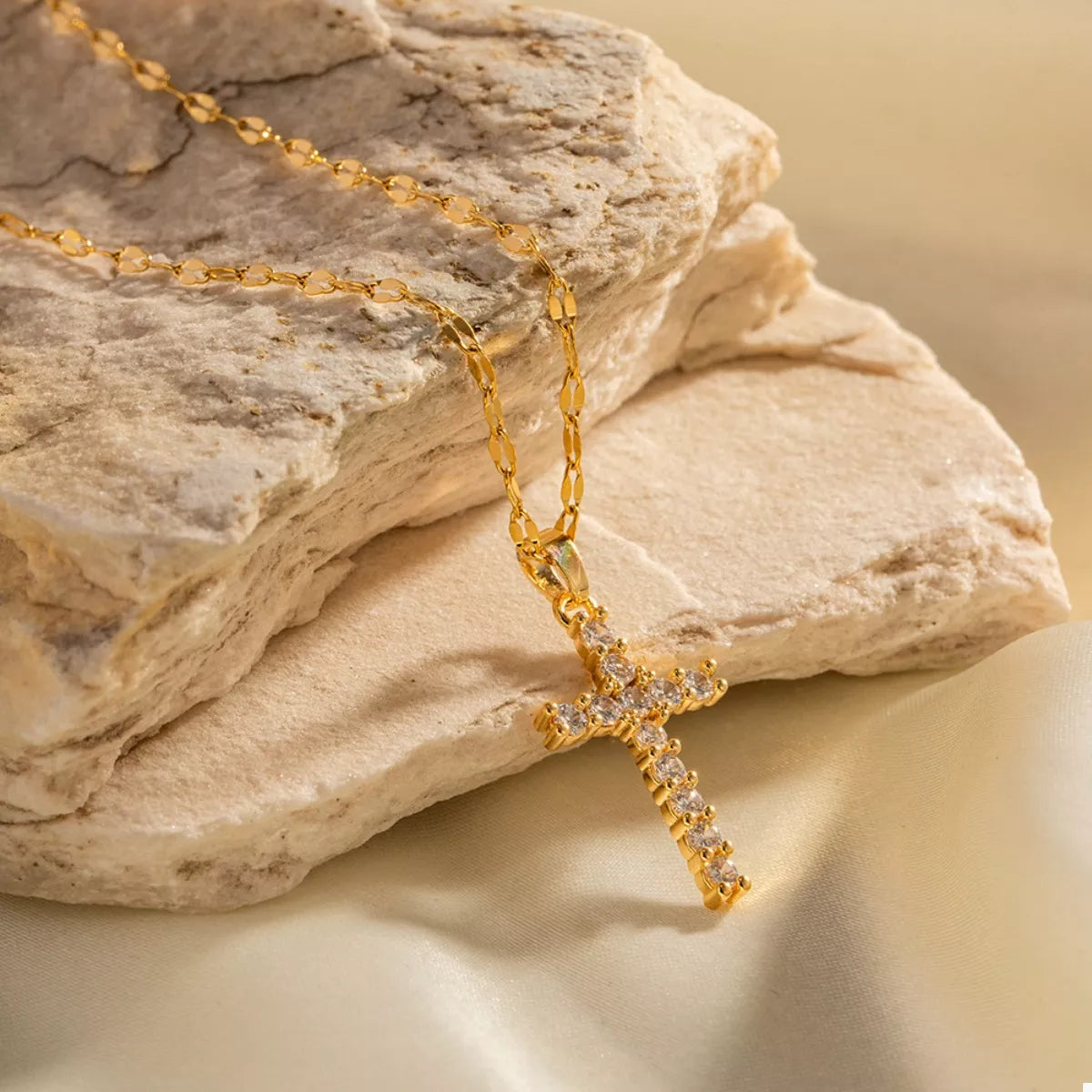 18K Gold-Plated Cross Pendant Necklace