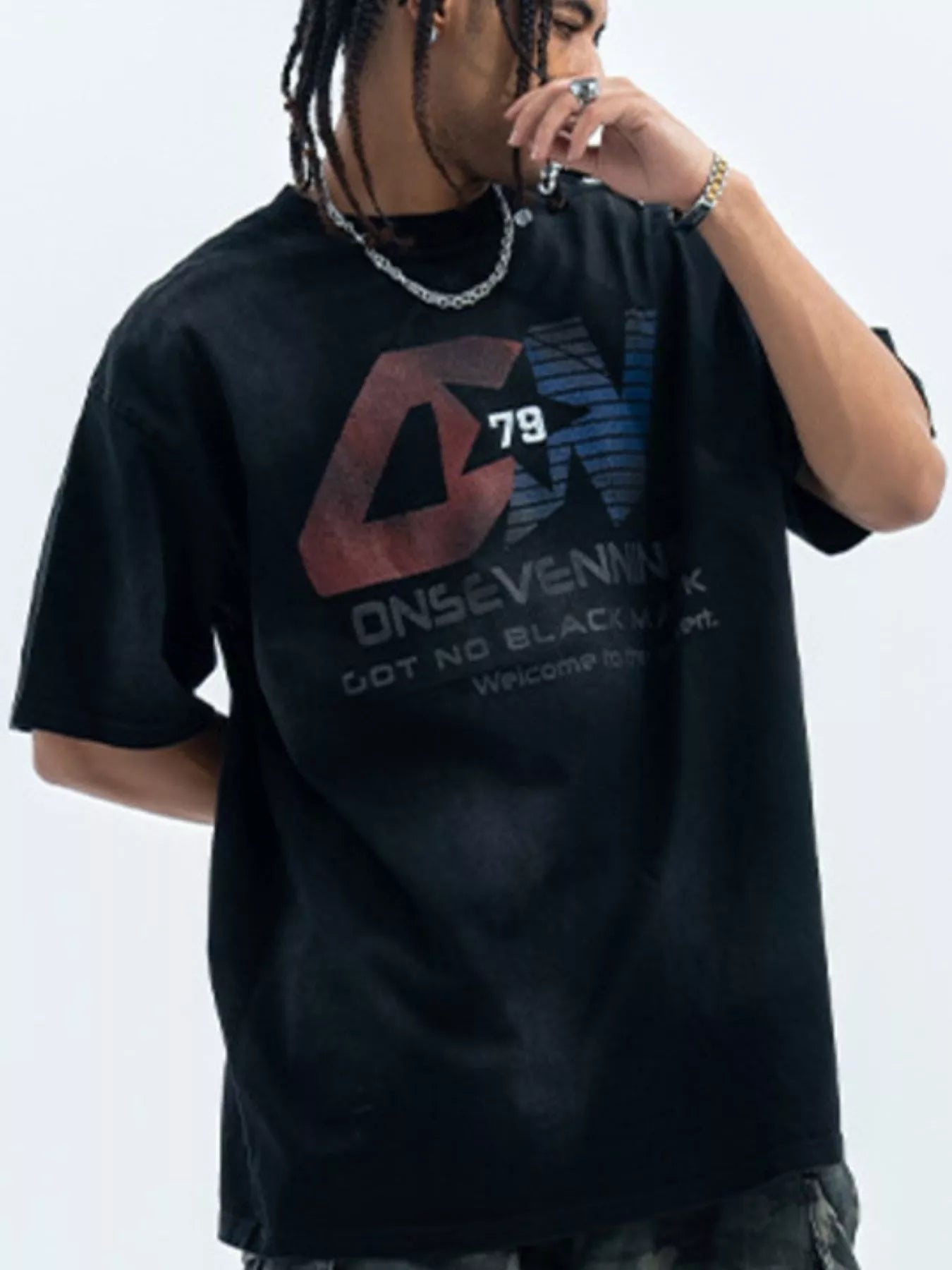 Men's Letter Round Neck Half Sleeve T-Shirt