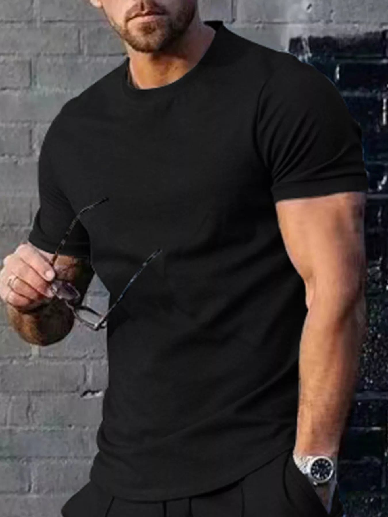 Men's Plus Size Solid Color Casual T-Shirt