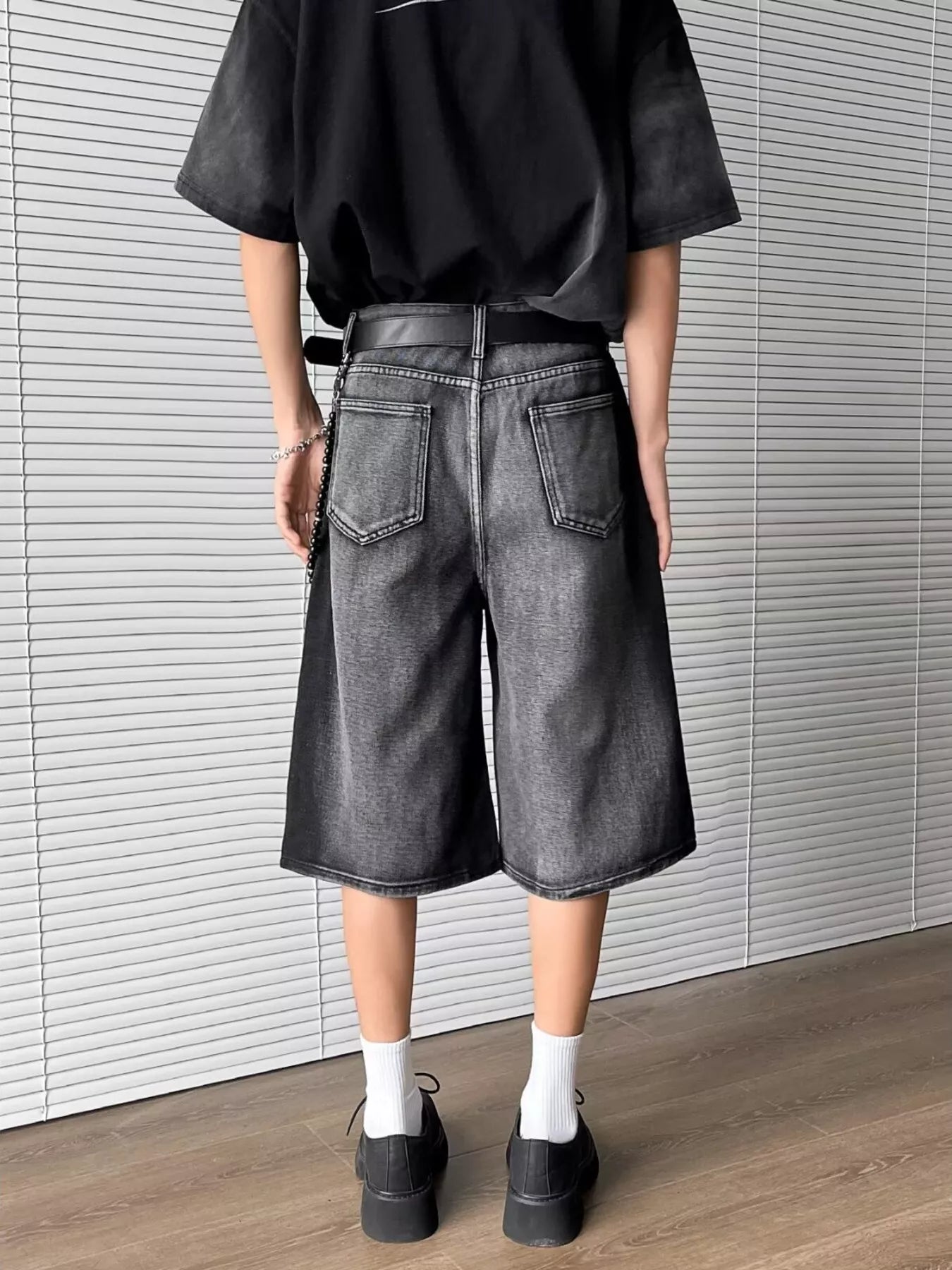 Men's Full Size Distressed Wide Leg Denim Shorts Plus Size