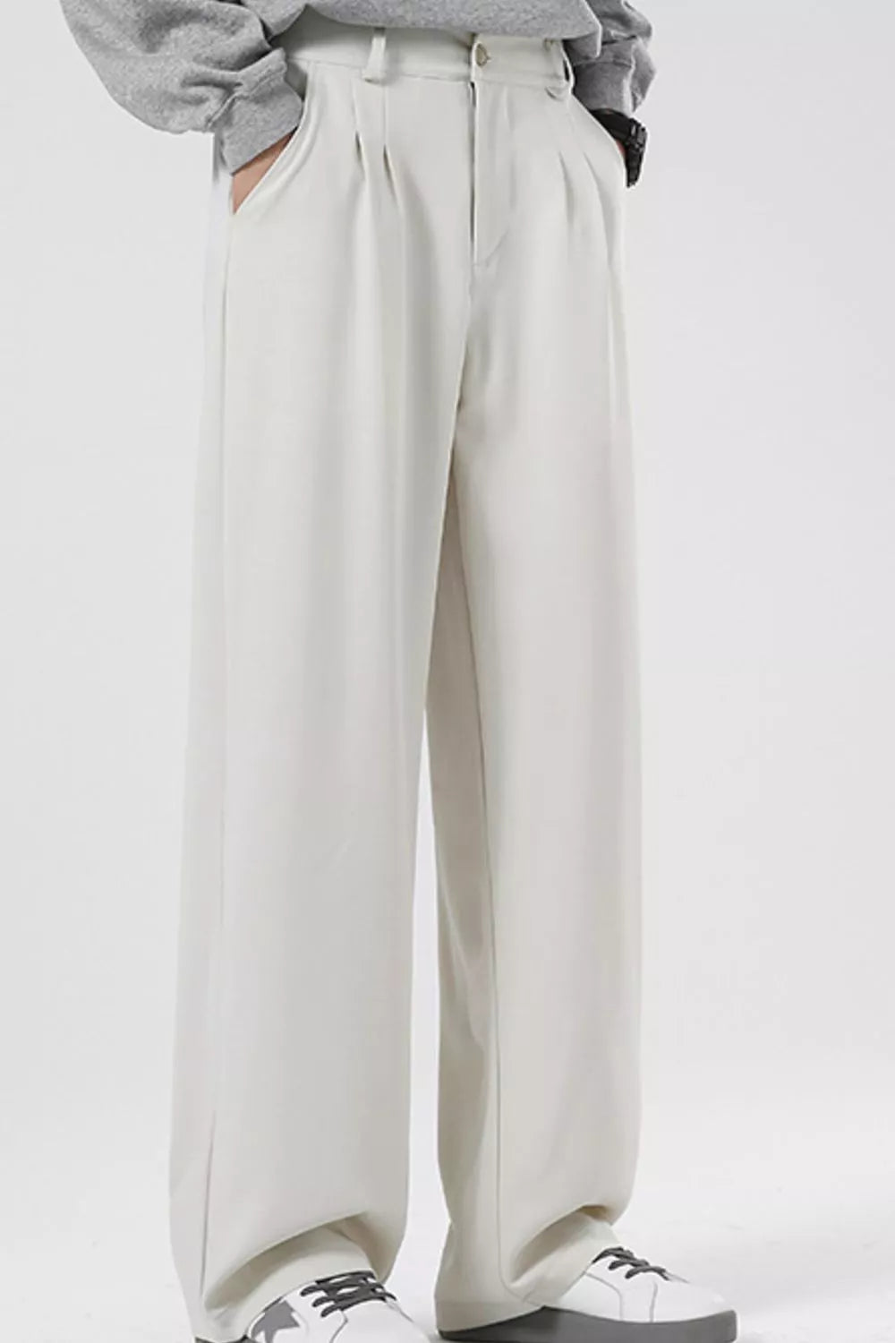 Men's Plus Size Pleated Wide Leg Casual Pants