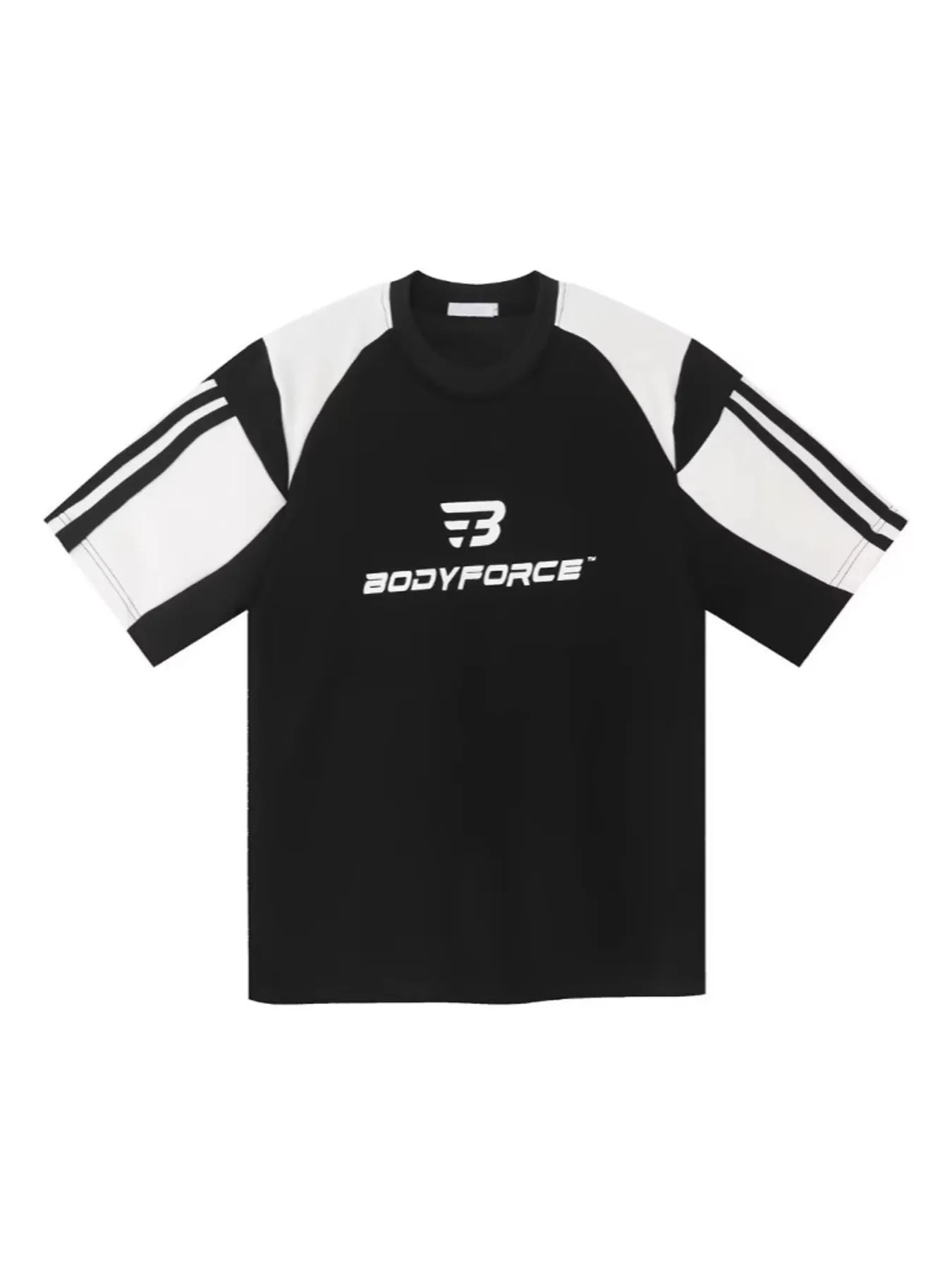 Men's Full Size Contrast Panels Round Neck T-Shirt Plus Size