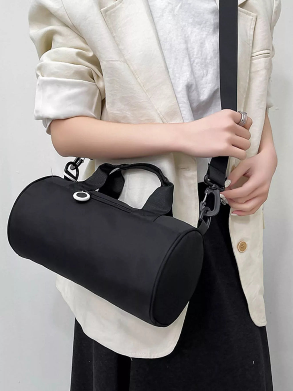 Adjustable Strap Barrel Crossbody Bag
