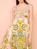 Paisley Print Square Neck Summer Dress