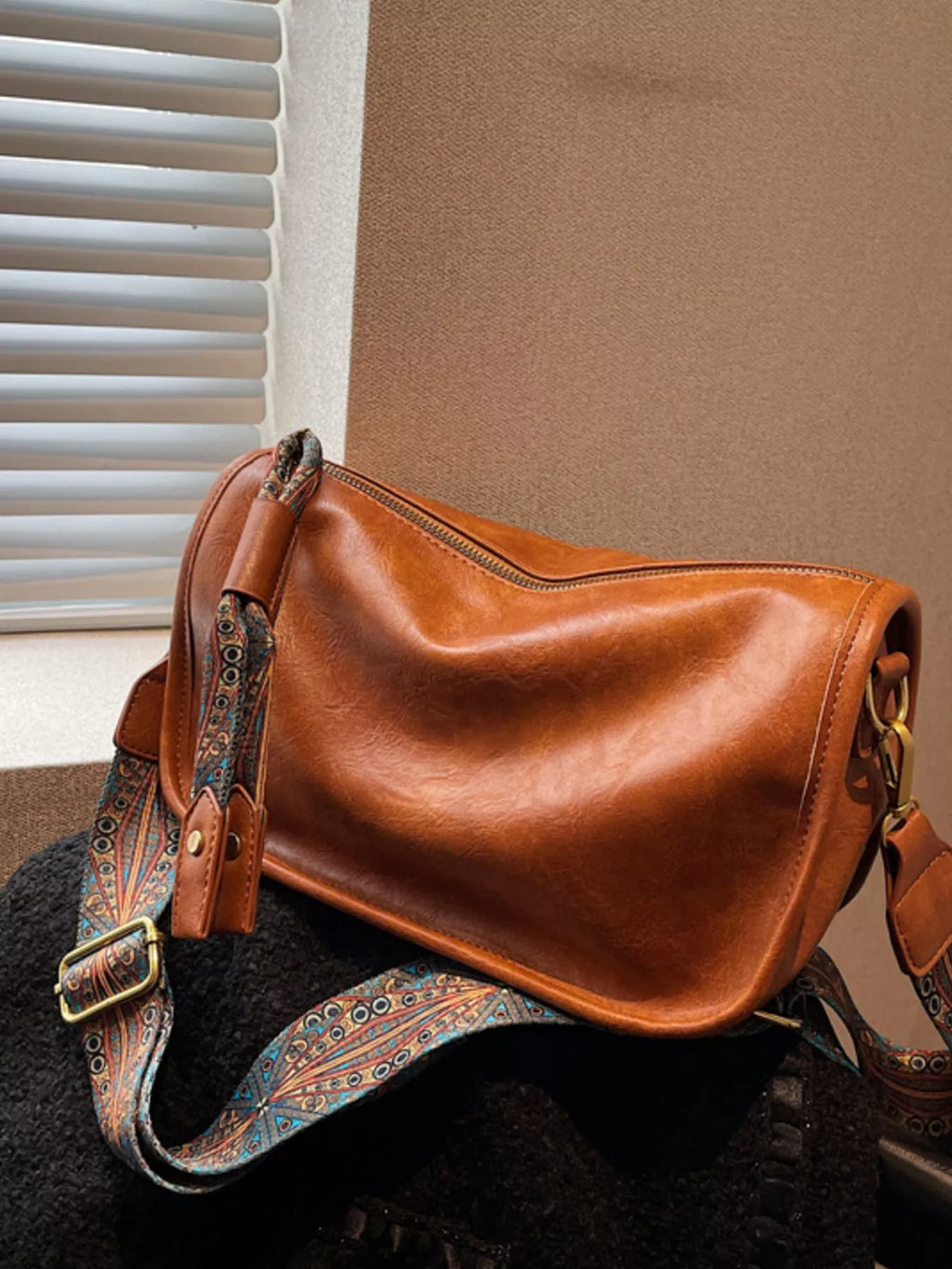 Patterned Strap Crossbody Bag