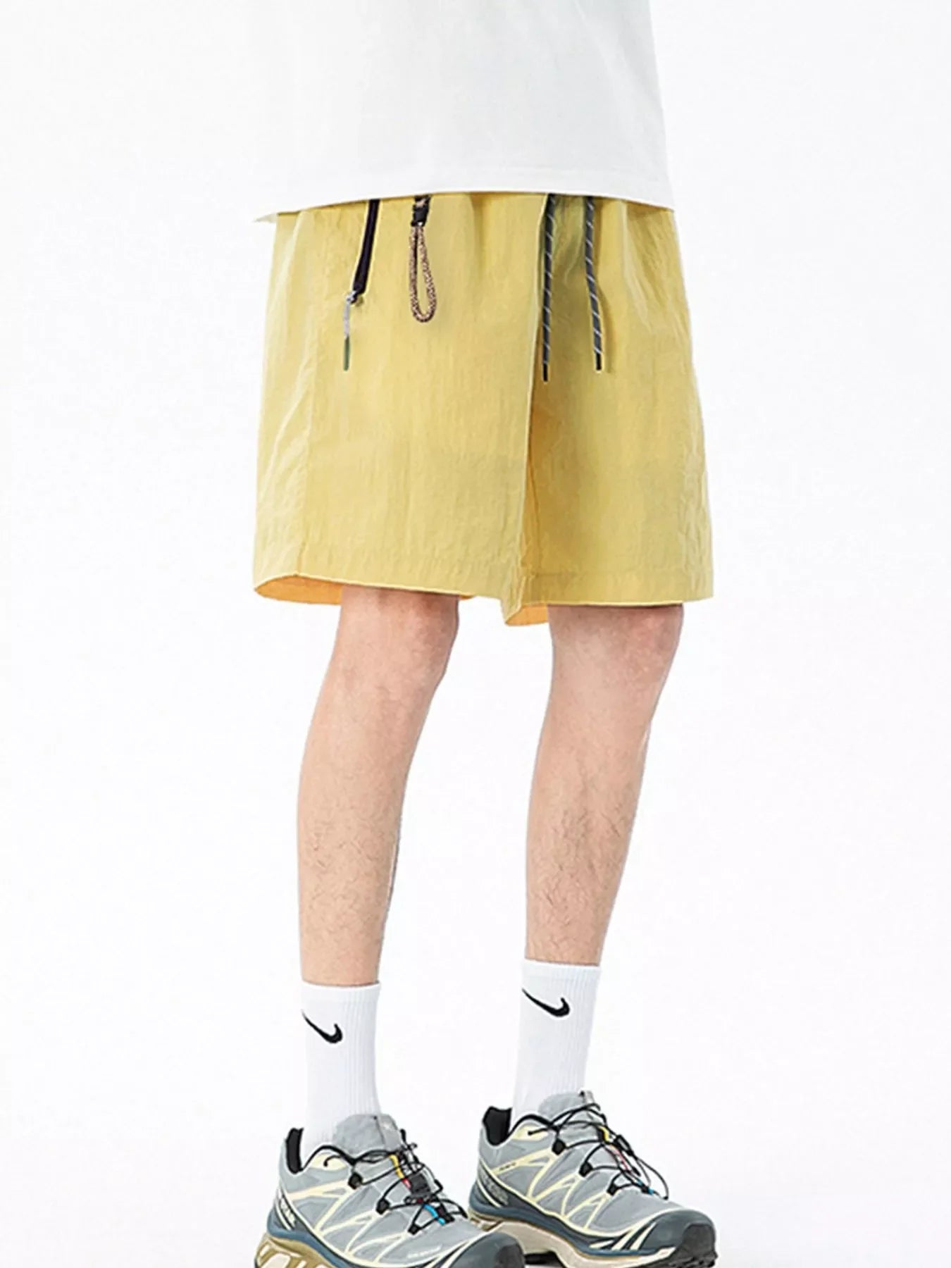 Men's Lightweight Drawstring Shorts with Zipper Pockets