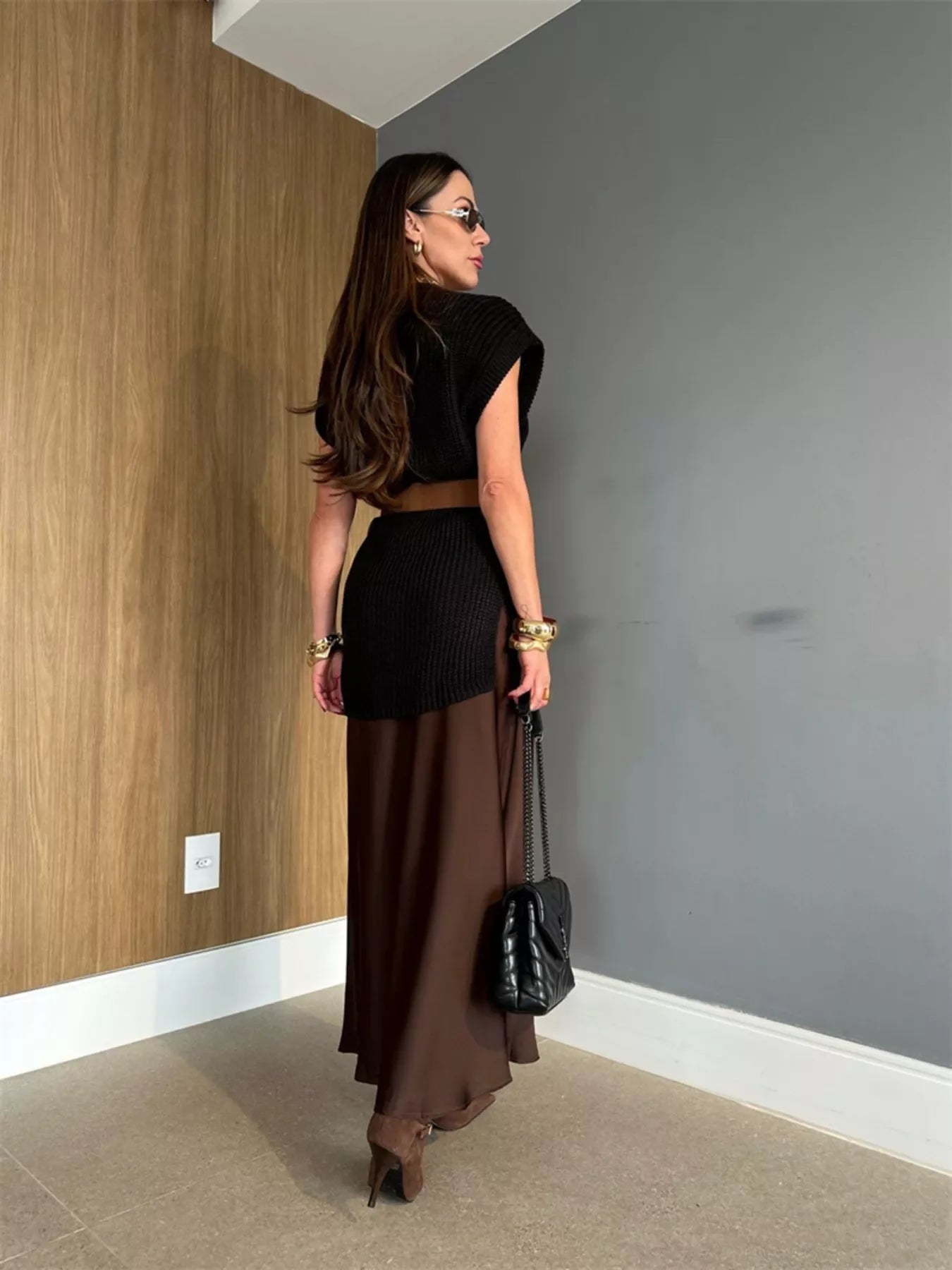 Round Neck Cap Sleeve Sweater Dress