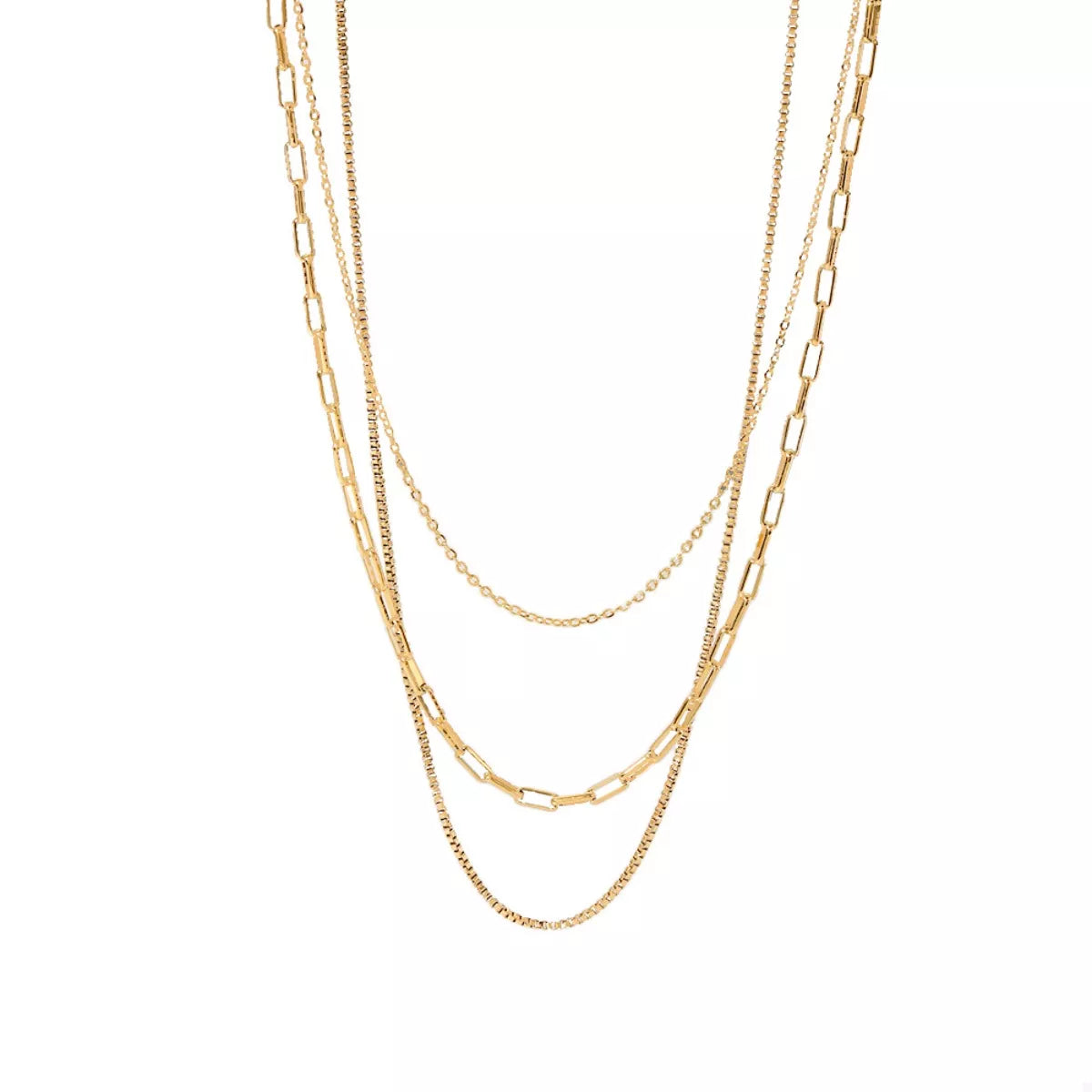 18K Gold-Plated Three Layered Necklace
