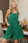 BiBi Crinkle Rib Textured Wide Leg Shortalls