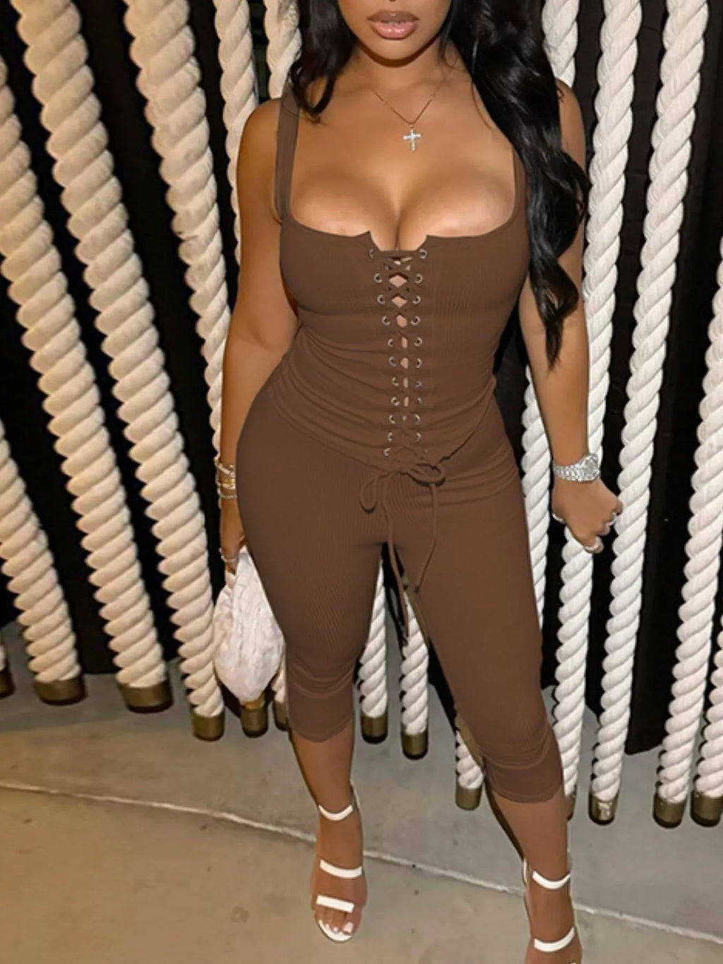 Lace-Up Tank and Capris Set