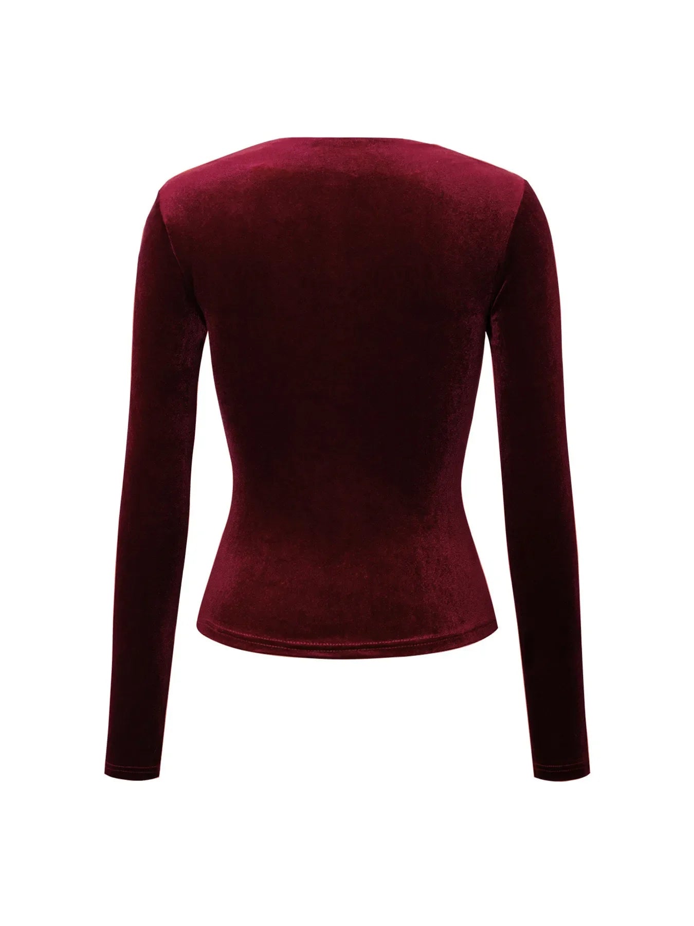 Velvet Long Sleeve Square Neck T-Shirt