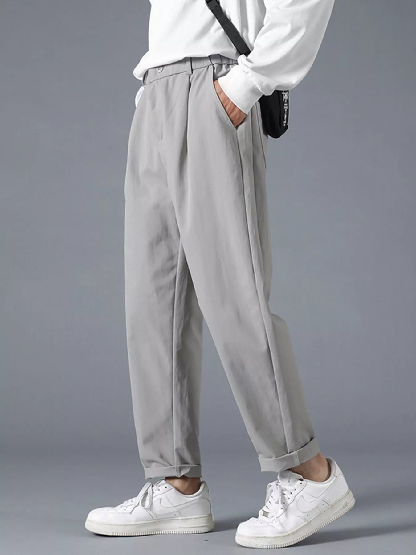 Men's Plus Size Casual Loose Fit Pleated Pants