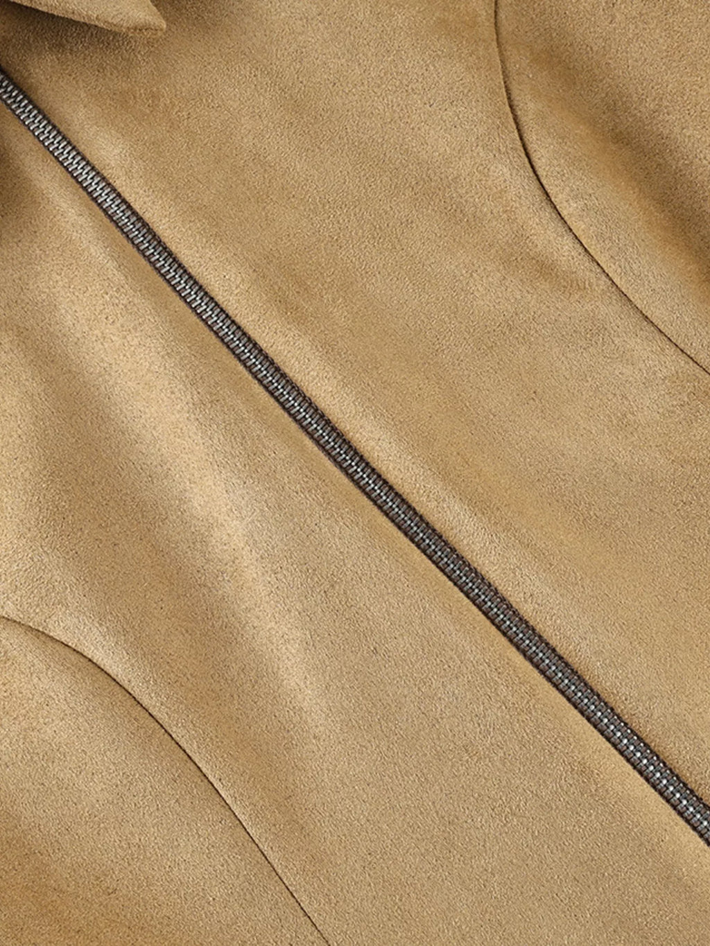 Suede Zip-Up Fitted Jacket
