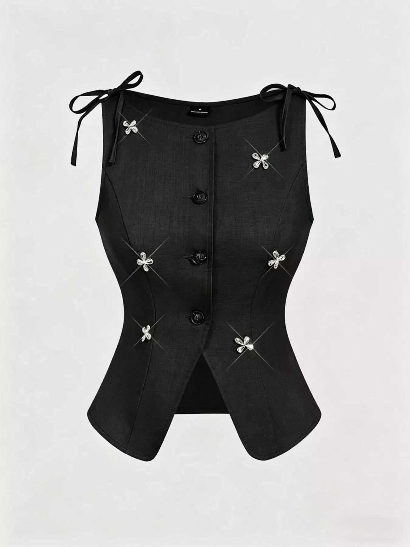 Button-Down Embellished Vest