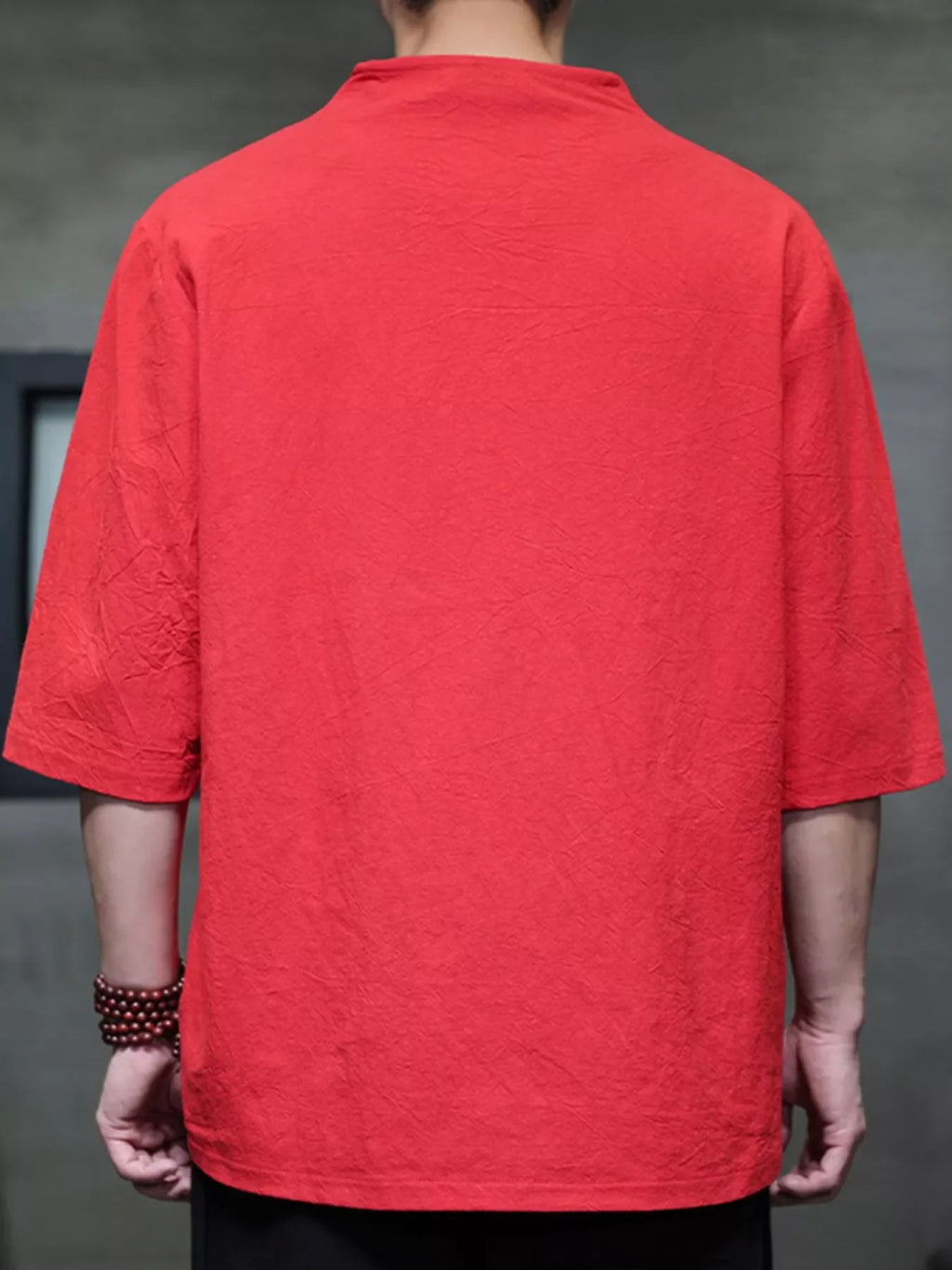 Men's Plus Size Solid Color 3/4 Sleeve Shirt
