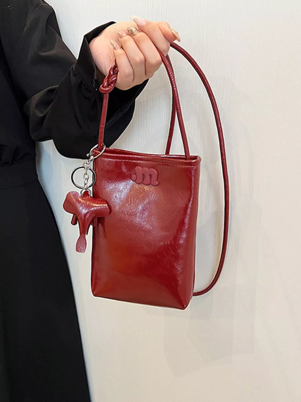 Spaghetti Strap Crossbody Bag with Charm