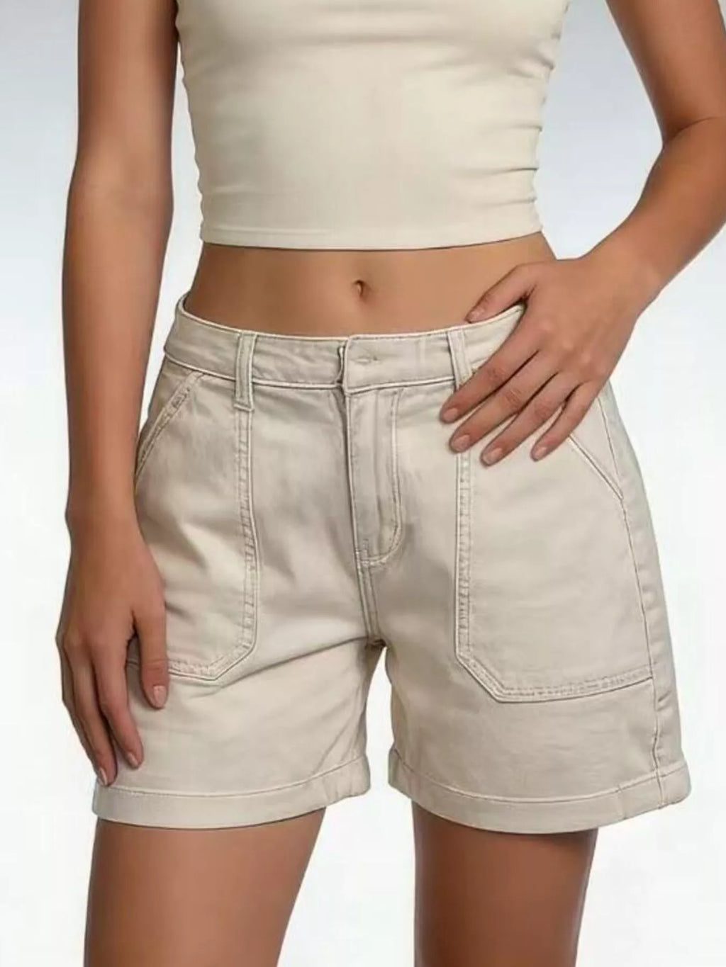 Pocketed Denim Shorts