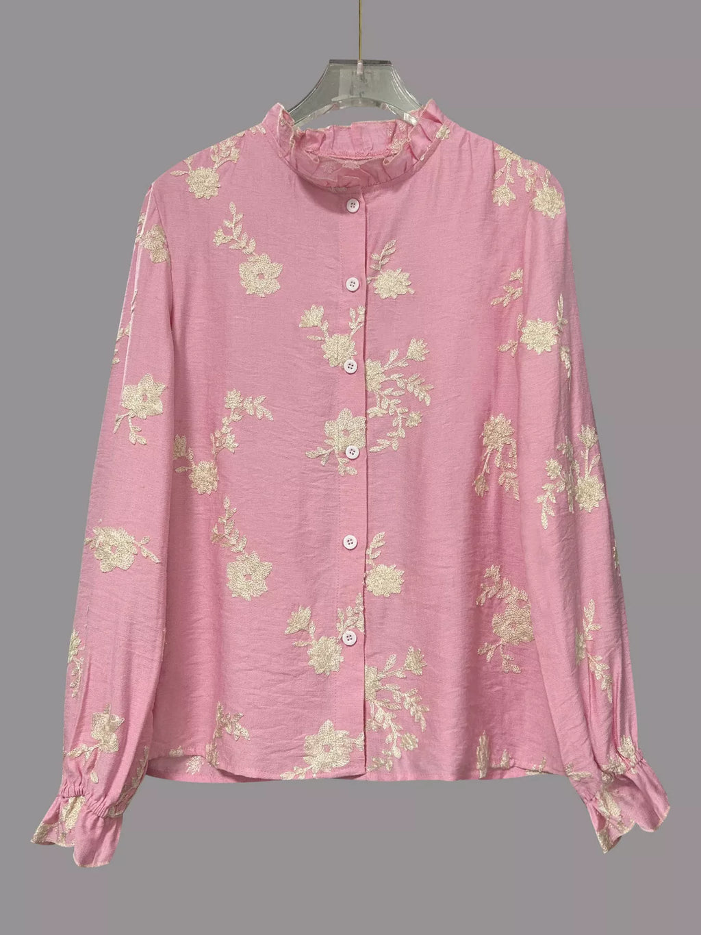 Floral Embroidered Long Sleeve Shirt