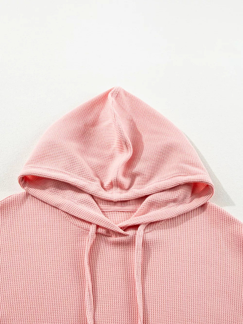 Waffle Knit Fleece Lined High Low Oversized Hoodie